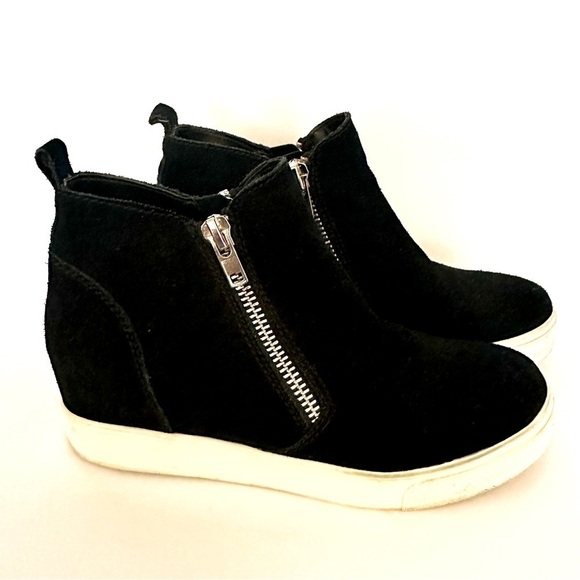 Steve Madden Wedgie Black Double Zipper High Top Sneaker Size 9.5 - Picture 9 of 9